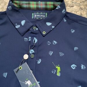 Navy Golf Print Men's Shirt